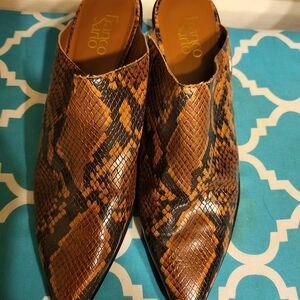 Franco Sarto Women's Brown Snake Print Mules